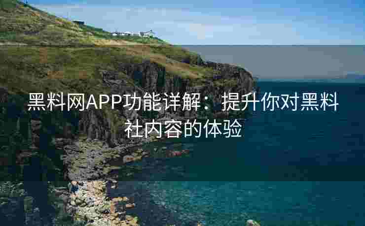 黑料网APP功能详解：提升你对黑料社内容的体验